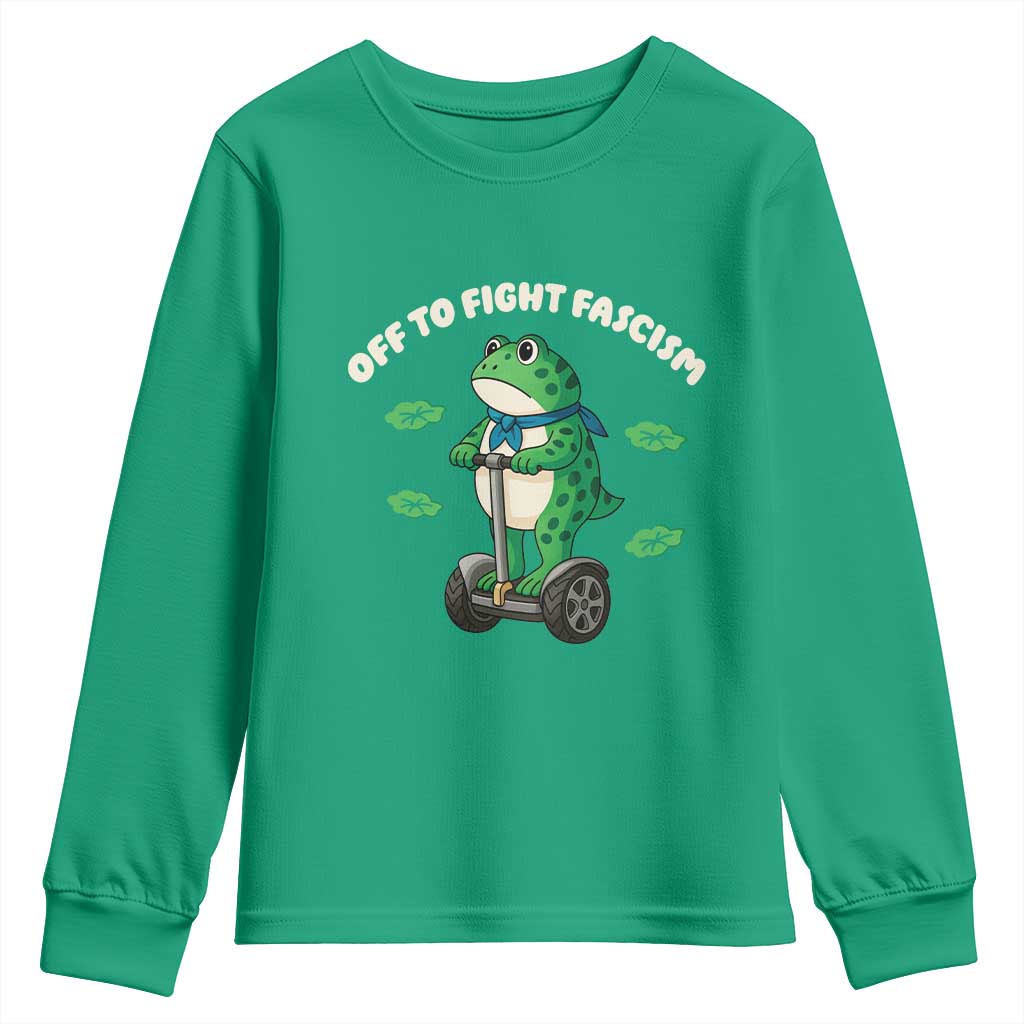 Portland Frog Youth Sweatshirt Off to Fight Fascism Inflatable Costume Protest - Wonder Print Shop