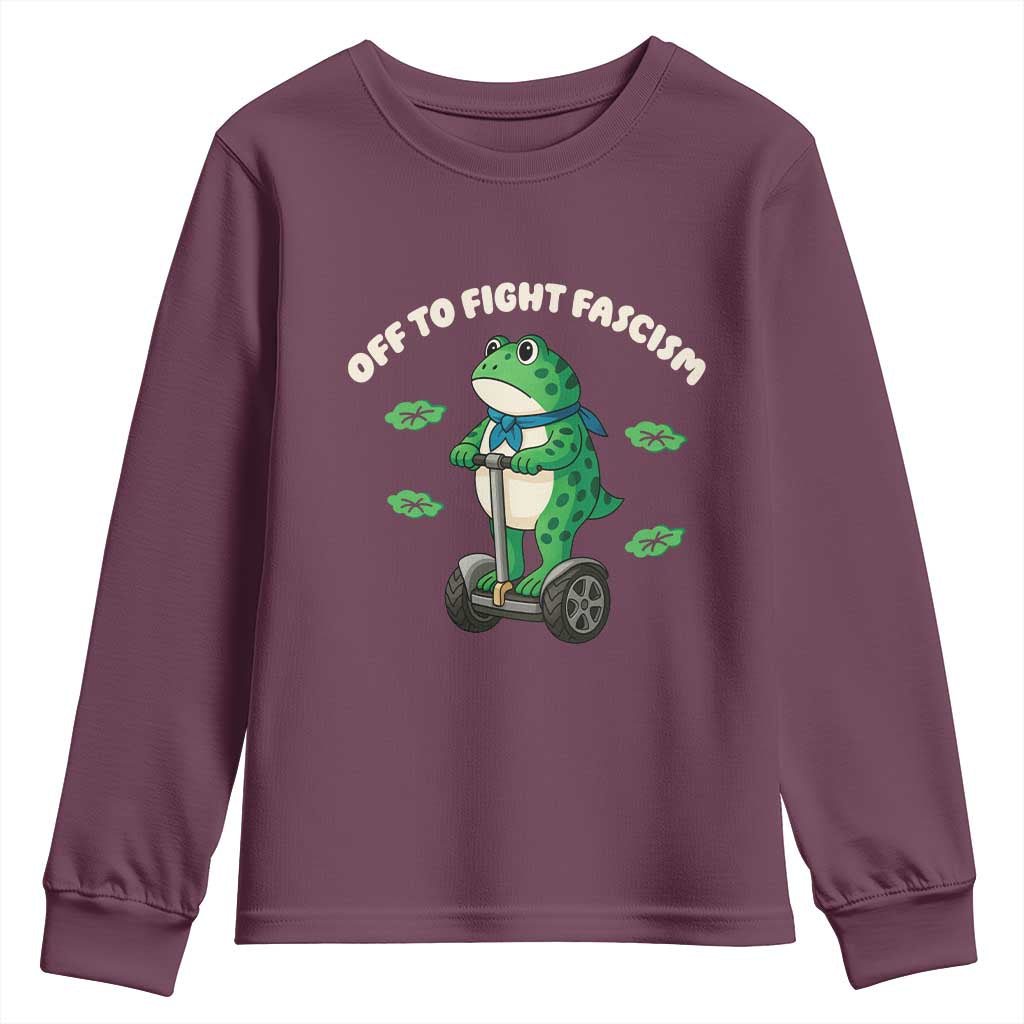 Portland Frog Youth Sweatshirt Off to Fight Fascism Inflatable Costume Protest - Wonder Print Shop