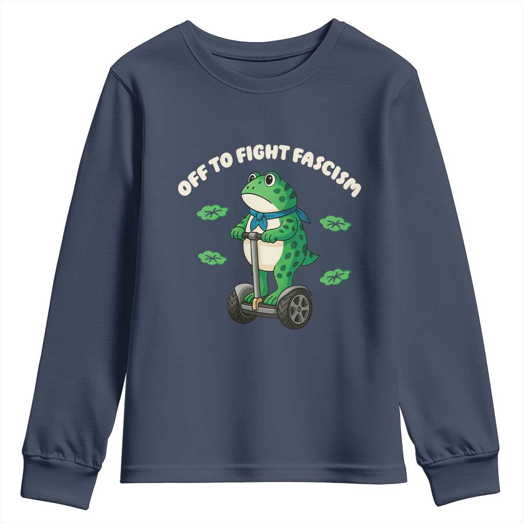 Portland Frog Youth Sweatshirt Off to Fight Fascism Inflatable Costume Protest - Wonder Print Shop