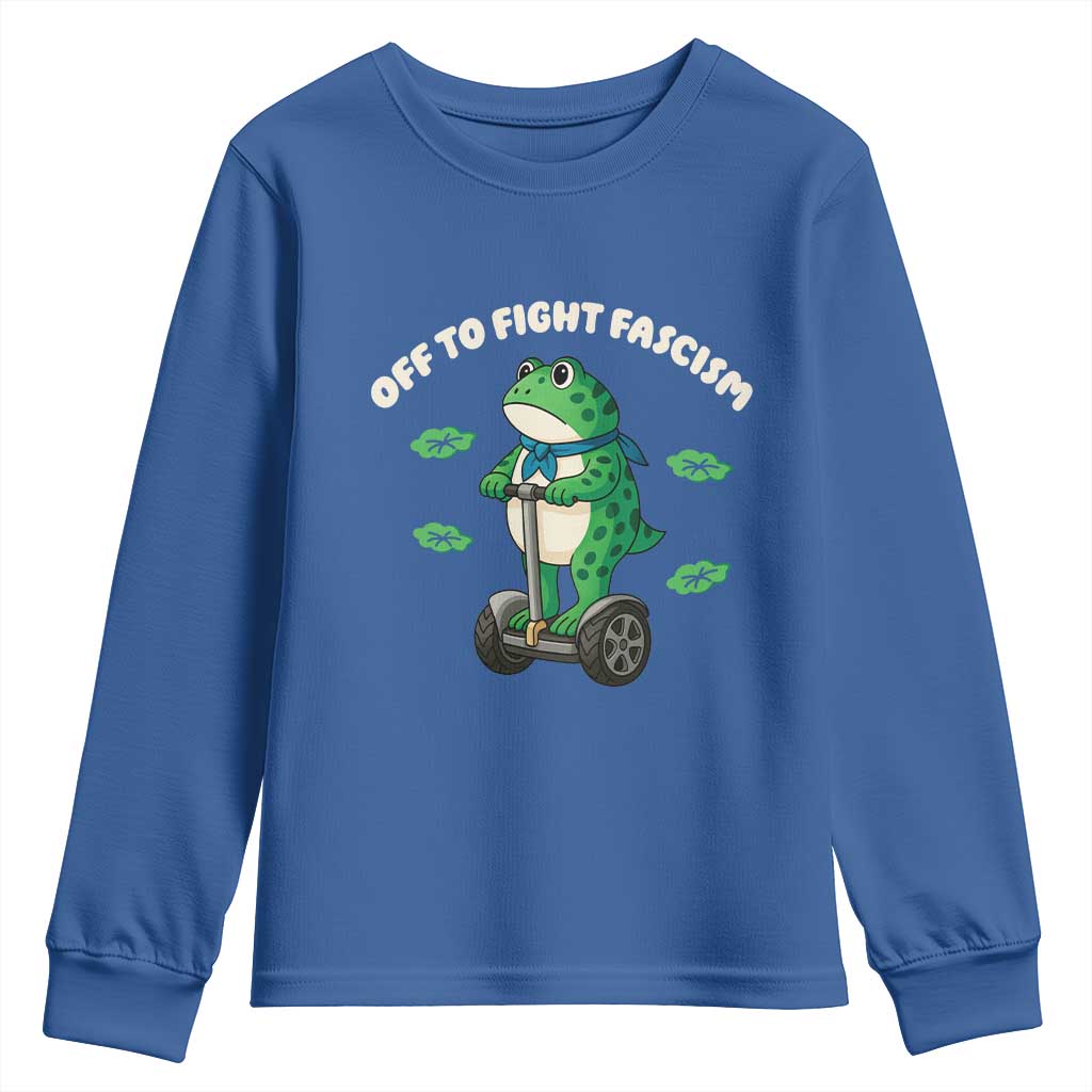 Portland Frog Youth Sweatshirt Off to Fight Fascism Inflatable Costume Protest - Wonder Print Shop