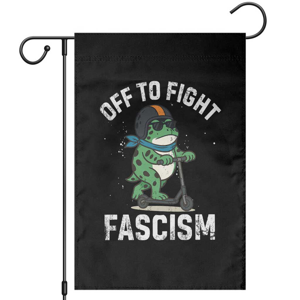 Portland Frog Resist Protest Garden Flag Off to Fight Fascism Frog Scooter - Wonder Print Shop