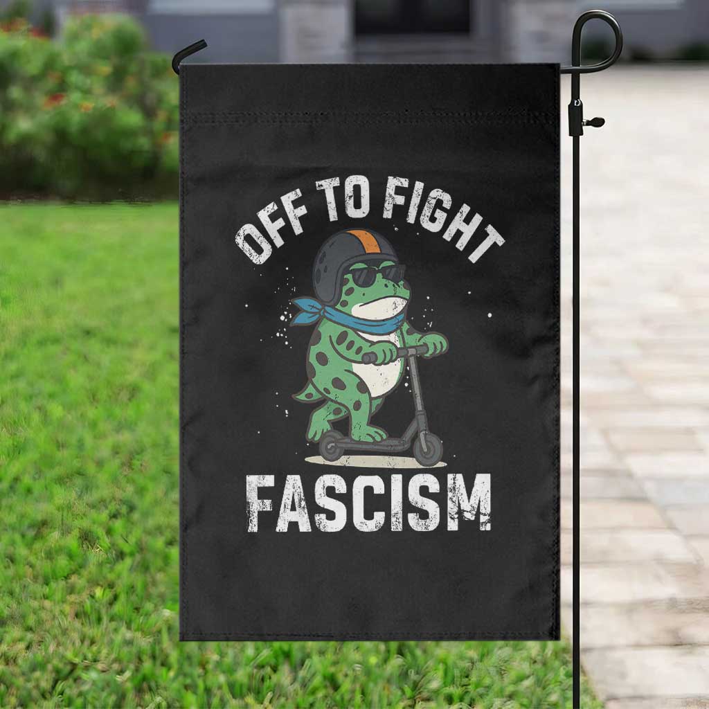 Portland Frog Resist Protest Garden Flag Off to Fight Fascism Frog Scooter - Wonder Print Shop