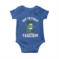 Portland Frog Resist Protest Baby Onesie Off to Fight Fascism Frog Scooter - Wonder Print Shop