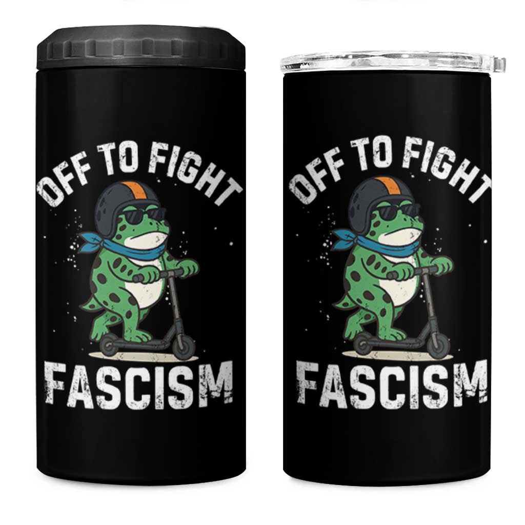 Portland Frog Resist Protest 4 in 1 Can Cooler Tumbler Off to Fight Fascism Frog Scooter - Wonder Print Shop