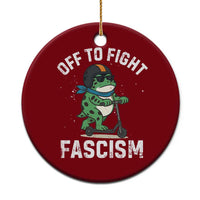 Portland Frog Resist Protest Ceramic Ornament Off to Fight Fascism Frog Scooter - Wonder Print Shop