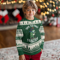 Portland Frog Resist Protest Ugly Christmas Sweater Off to Fight Fascism Frog Scooter - Wonder Print Shop
