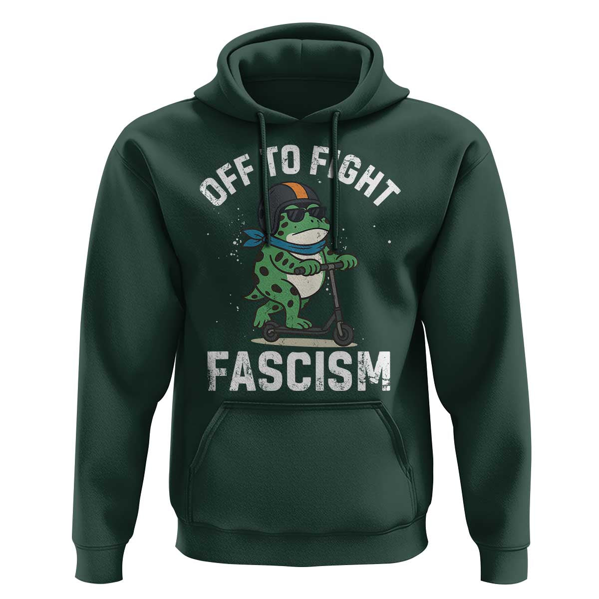 Portland Frog Resist Protest Hoodie Off to Fight Fascism Frog Scooter - Wonder Print Shop