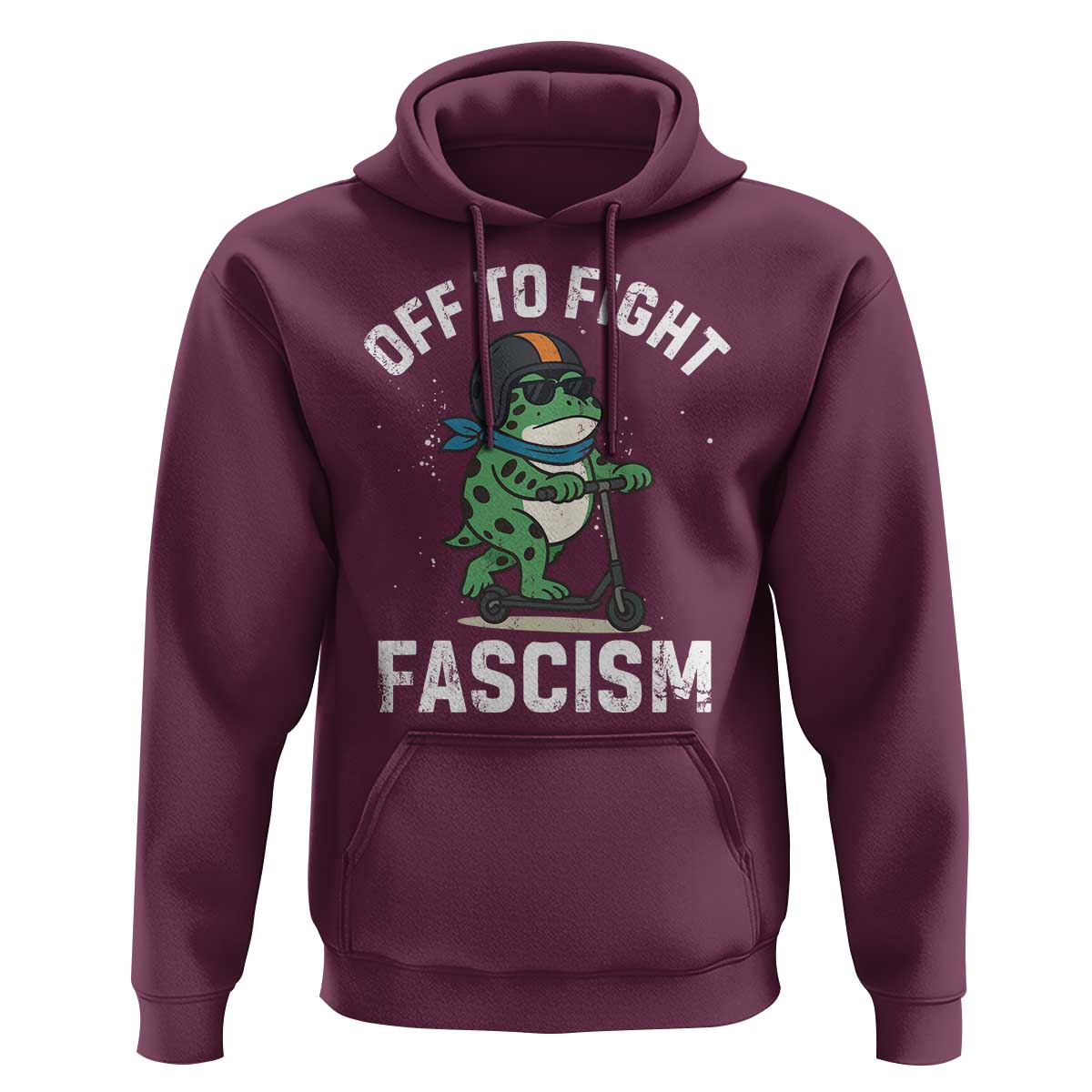 Portland Frog Resist Protest Hoodie Off to Fight Fascism Frog Scooter - Wonder Print Shop