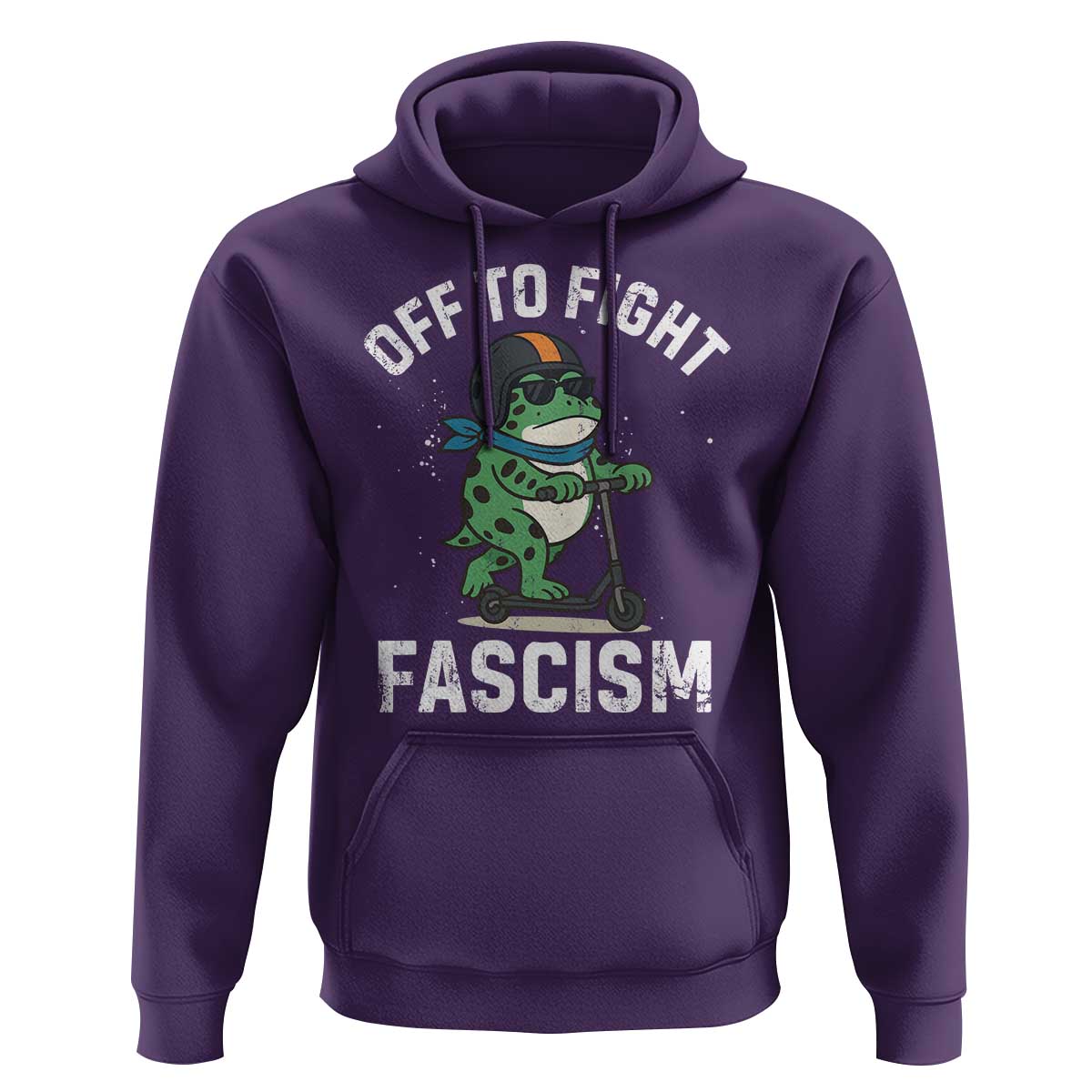 Portland Frog Resist Protest Hoodie Off to Fight Fascism Frog Scooter - Wonder Print Shop