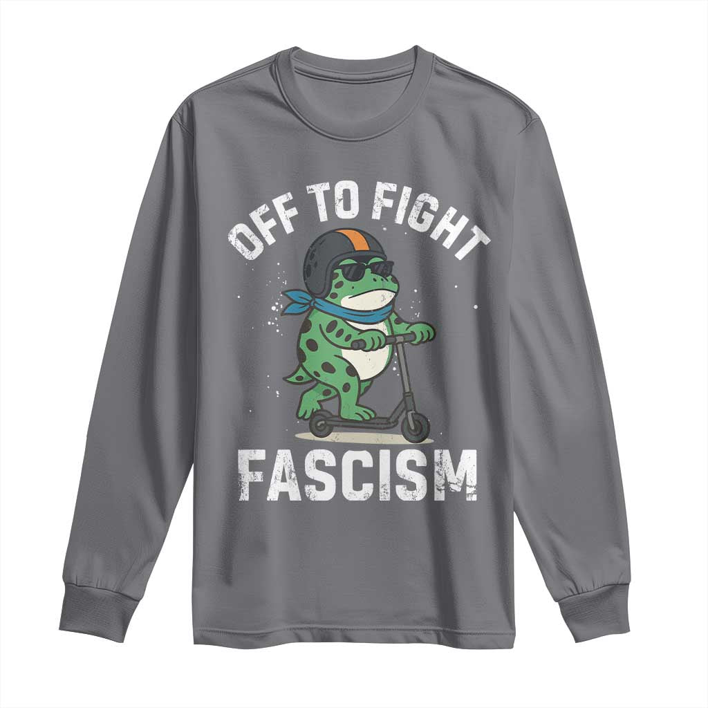 Portland Frog Resist Protest Long Sleeve Shirt Off to Fight Fascism Frog Scooter - Wonder Print Shop