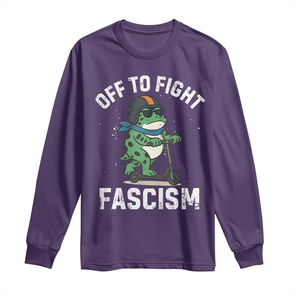 Portland Frog Resist Protest Long Sleeve Shirt Off to Fight Fascism Frog Scooter - Wonder Print Shop