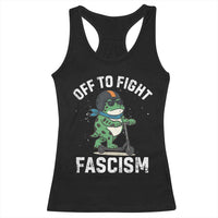 Portland Frog Resist Protest Racerback Tank Top Off to Fight Fascism Frog Scooter - Wonder Print Shop