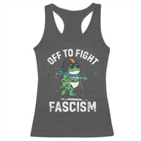 Portland Frog Resist Protest Racerback Tank Top Off to Fight Fascism Frog Scooter - Wonder Print Shop