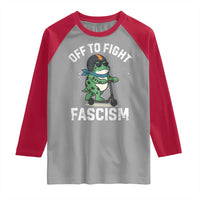 Portland Frog Resist Protest Raglan Shirt Off to Fight Fascism Frog Scooter - Wonder Print Shop