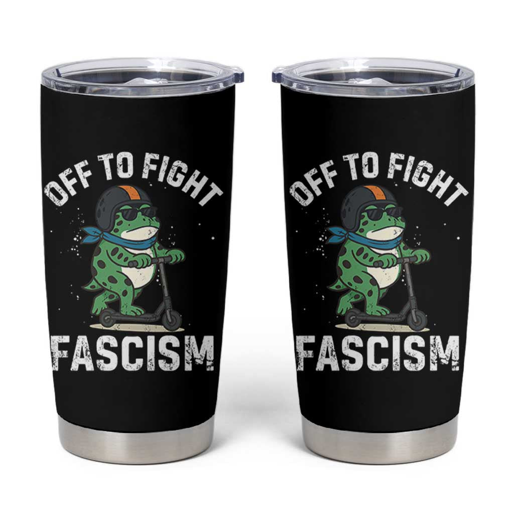 Portland Frog Resist Protest Tumbler Cup Off to Fight Fascism Frog Scooter - Wonder Print Shop