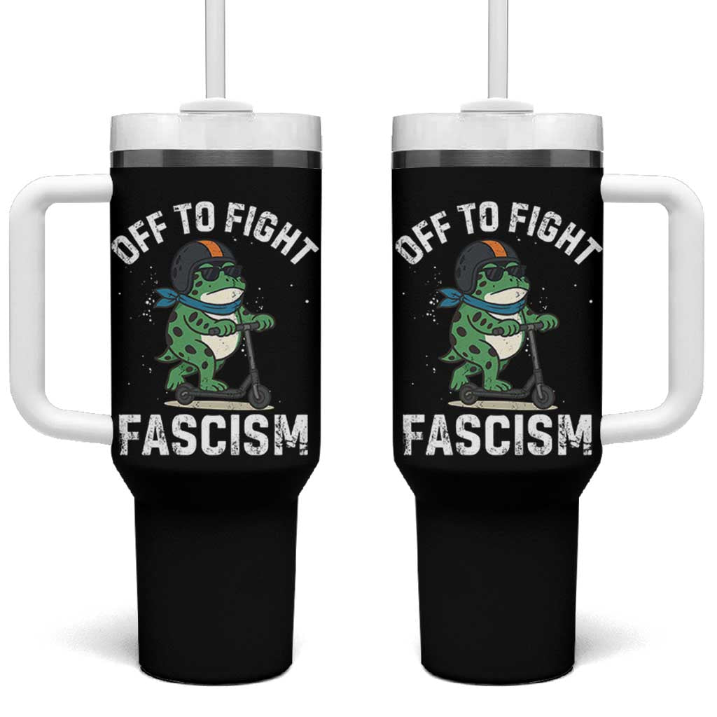 Portland Frog Resist Protest Tumbler With Handle Off to Fight Fascism Frog Scooter - Wonder Print Shop