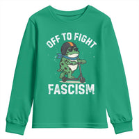 Portland Frog Resist Protest Youth Sweatshirt Off to Fight Fascism Frog Scooter - Wonder Print Shop
