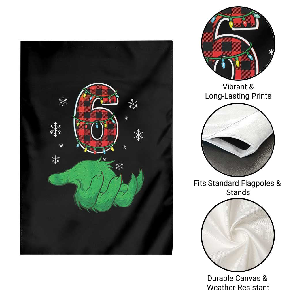 Number 6 Matching 67 Christmas Garden Flag Red Plaid Xmas Pajamas Holiday Gen Alpha Slang Meme - Wonder Print Shop