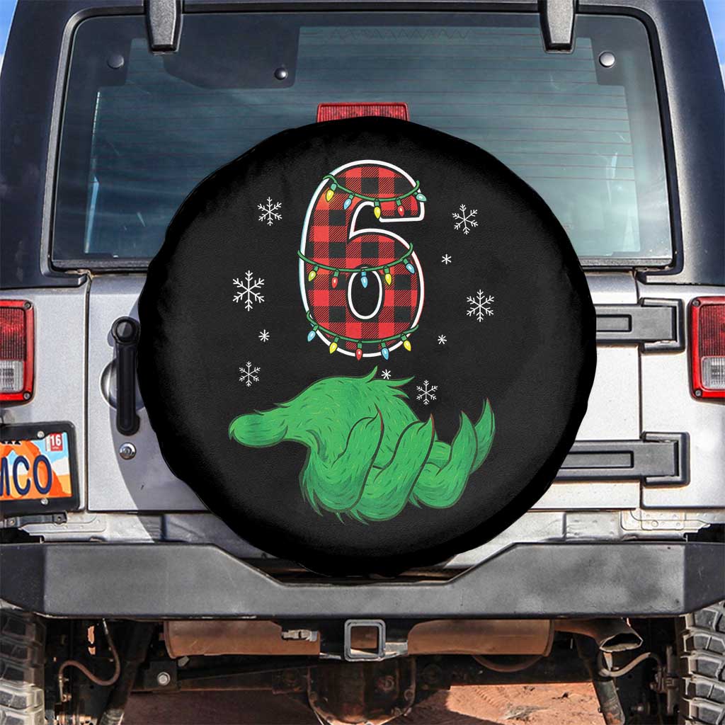 Number 6 Matching 67 Christmas Spare Tire Cover Red Plaid Xmas Pajamas Holiday Gen Alpha Slang Meme - Wonder Print Shop