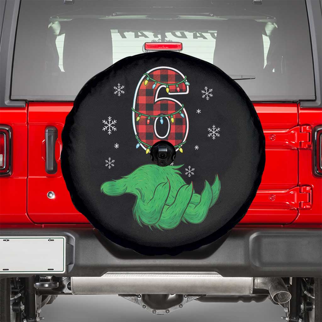 Number 6 Matching 67 Christmas Spare Tire Cover Red Plaid Xmas Pajamas Holiday Gen Alpha Slang Meme - Wonder Print Shop