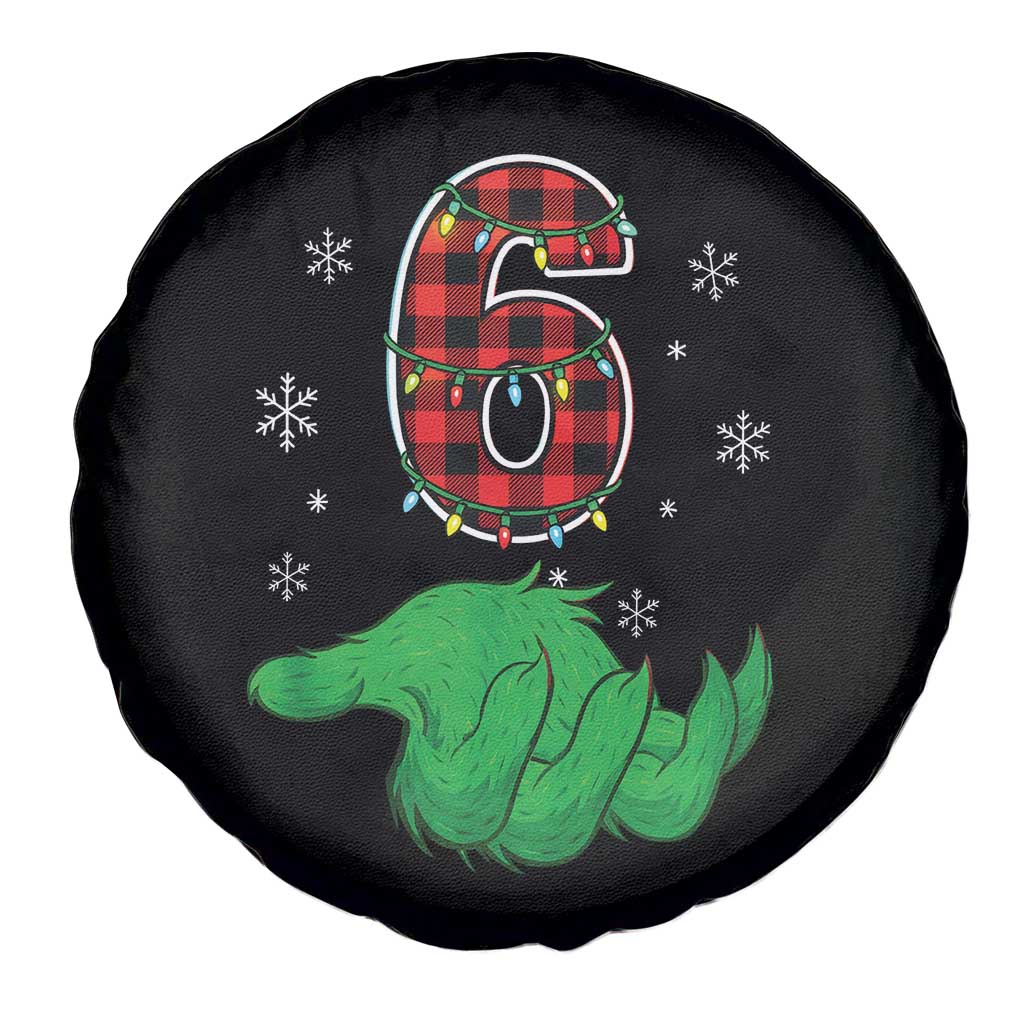 Number 6 Matching 67 Christmas Spare Tire Cover Red Plaid Xmas Pajamas Holiday Gen Alpha Slang Meme - Wonder Print Shop