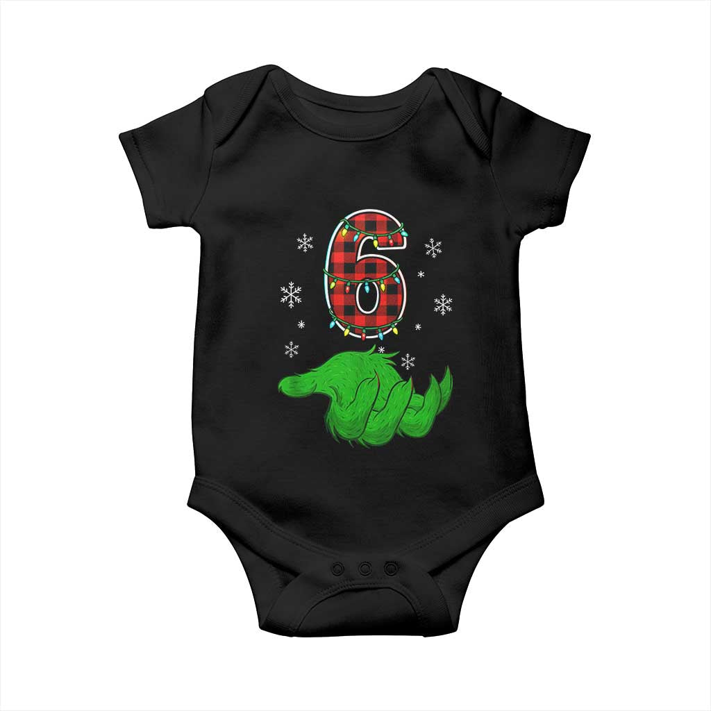 Number 6 Matching 67 Christmas Baby Onesie Red Plaid Xmas Pajamas Holiday Gen Alpha Slang Meme - Wonder Print Shop