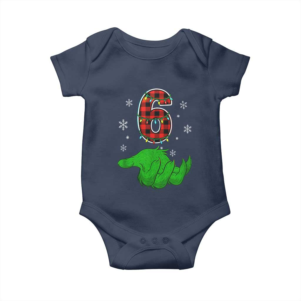 Number 6 Matching 67 Christmas Baby Onesie Red Plaid Xmas Pajamas Holiday Gen Alpha Slang Meme - Wonder Print Shop