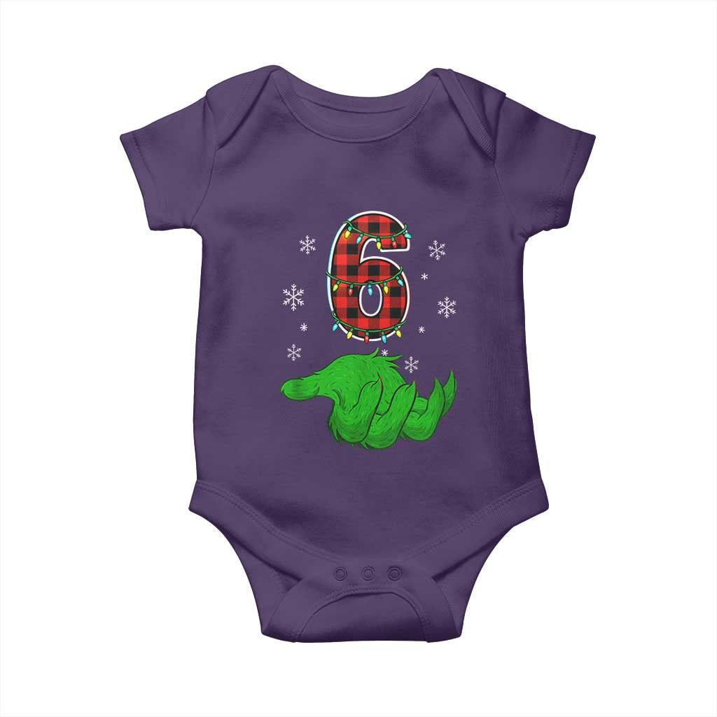 Number 6 Matching 67 Christmas Baby Onesie Red Plaid Xmas Pajamas Holiday Gen Alpha Slang Meme - Wonder Print Shop
