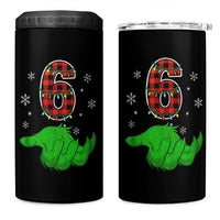 Number 6 Matching 67 Christmas 4 in 1 Can Cooler Tumbler Red Plaid Xmas Pajamas Holiday Gen Alpha Slang Meme - Wonder Print Shop