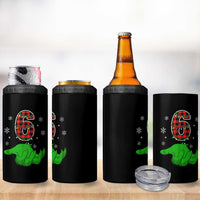 Number 6 Matching 67 Christmas 4 in 1 Can Cooler Tumbler Red Plaid Xmas Pajamas Holiday Gen Alpha Slang Meme - Wonder Print Shop