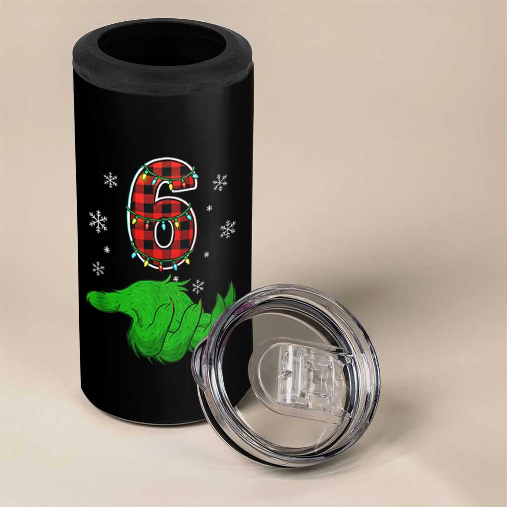 Number 6 Matching 67 Christmas 4 in 1 Can Cooler Tumbler Red Plaid Xmas Pajamas Holiday Gen Alpha Slang Meme - Wonder Print Shop