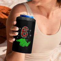 Number 6 Matching 67 Christmas 4 in 1 Can Cooler Tumbler Red Plaid Xmas Pajamas Holiday Gen Alpha Slang Meme - Wonder Print Shop
