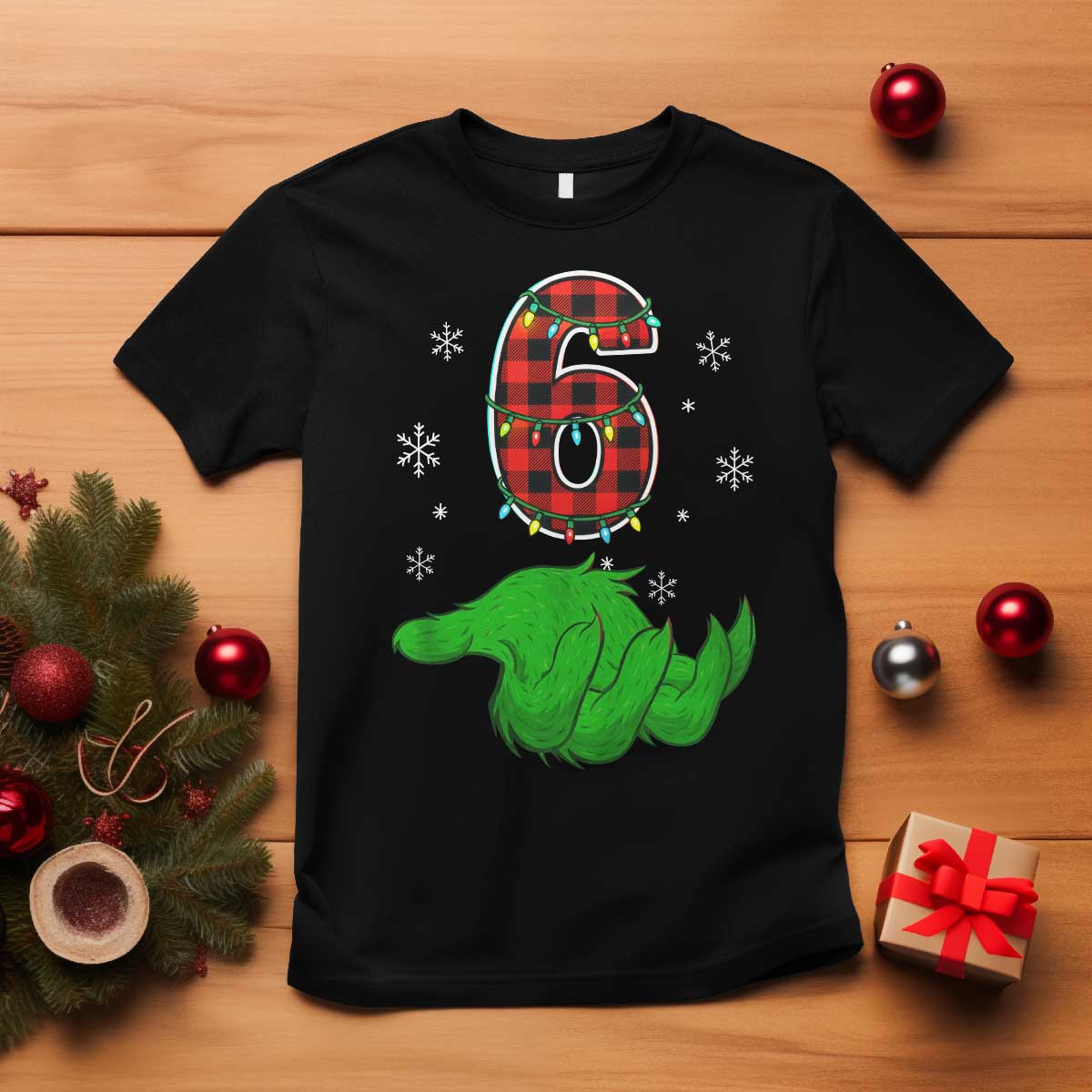Number 6 Matching 67 Christmas T Shirt Red Plaid Xmas Pajamas Holiday Gen Alpha Slang Meme - Wonder Print Shop
