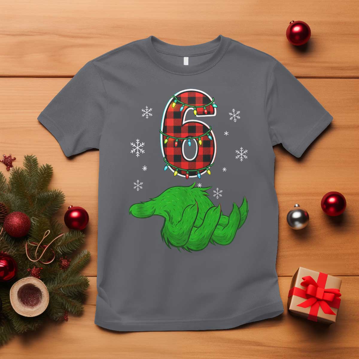 Number 6 Matching 67 Christmas T Shirt Red Plaid Xmas Pajamas Holiday Gen Alpha Slang Meme - Wonder Print Shop