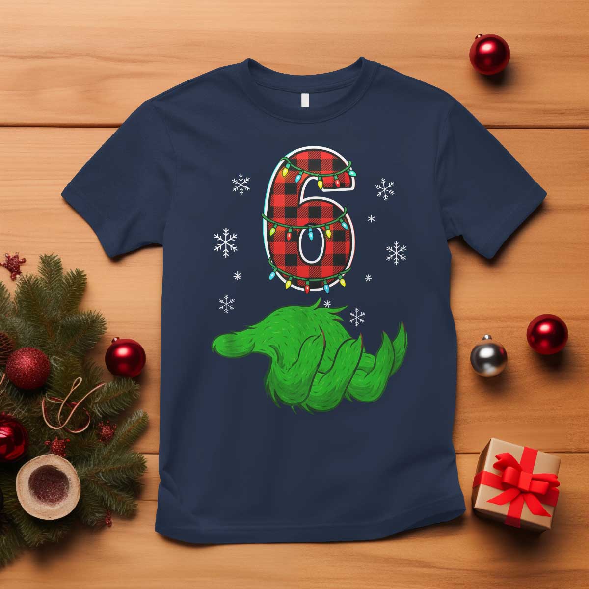 Number 6 Matching 67 Christmas T Shirt Red Plaid Xmas Pajamas Holiday Gen Alpha Slang Meme - Wonder Print Shop