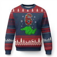 Number 6 Matching 67 Xmas Ugly Christmas Sweater Red Plaid Xmas Pajamas Holiday Gen Alpha Slang Meme - Wonder Print Shop