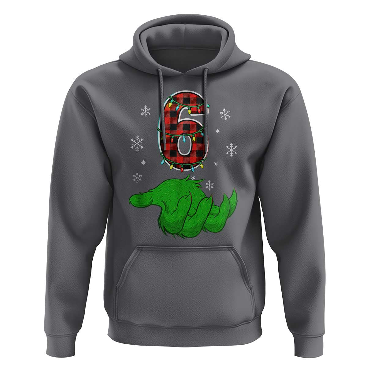 Number 6 Matching 67 Christmas Hoodie Red Plaid Xmas Pajamas Holiday Gen Alpha Slang Meme - Wonder Print Shop