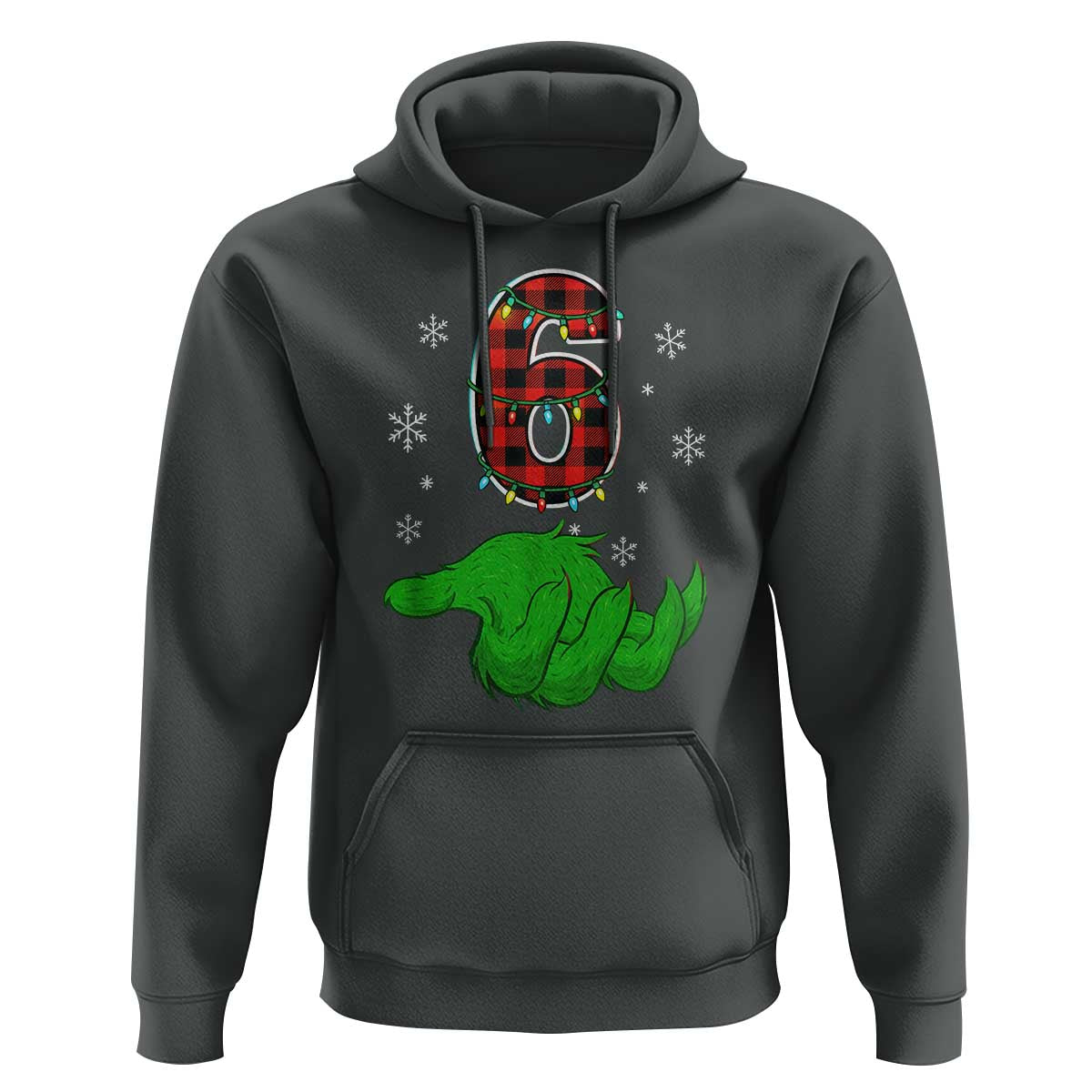 Number 6 Matching 67 Christmas Hoodie Red Plaid Xmas Pajamas Holiday Gen Alpha Slang Meme - Wonder Print Shop
