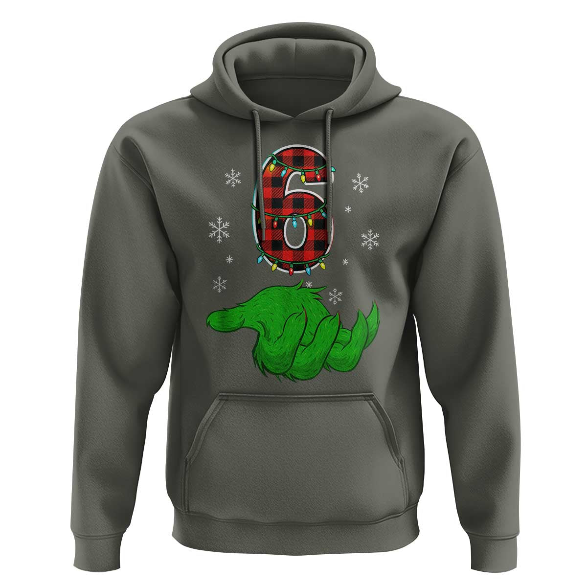 Number 6 Matching 67 Christmas Hoodie Red Plaid Xmas Pajamas Holiday Gen Alpha Slang Meme - Wonder Print Shop