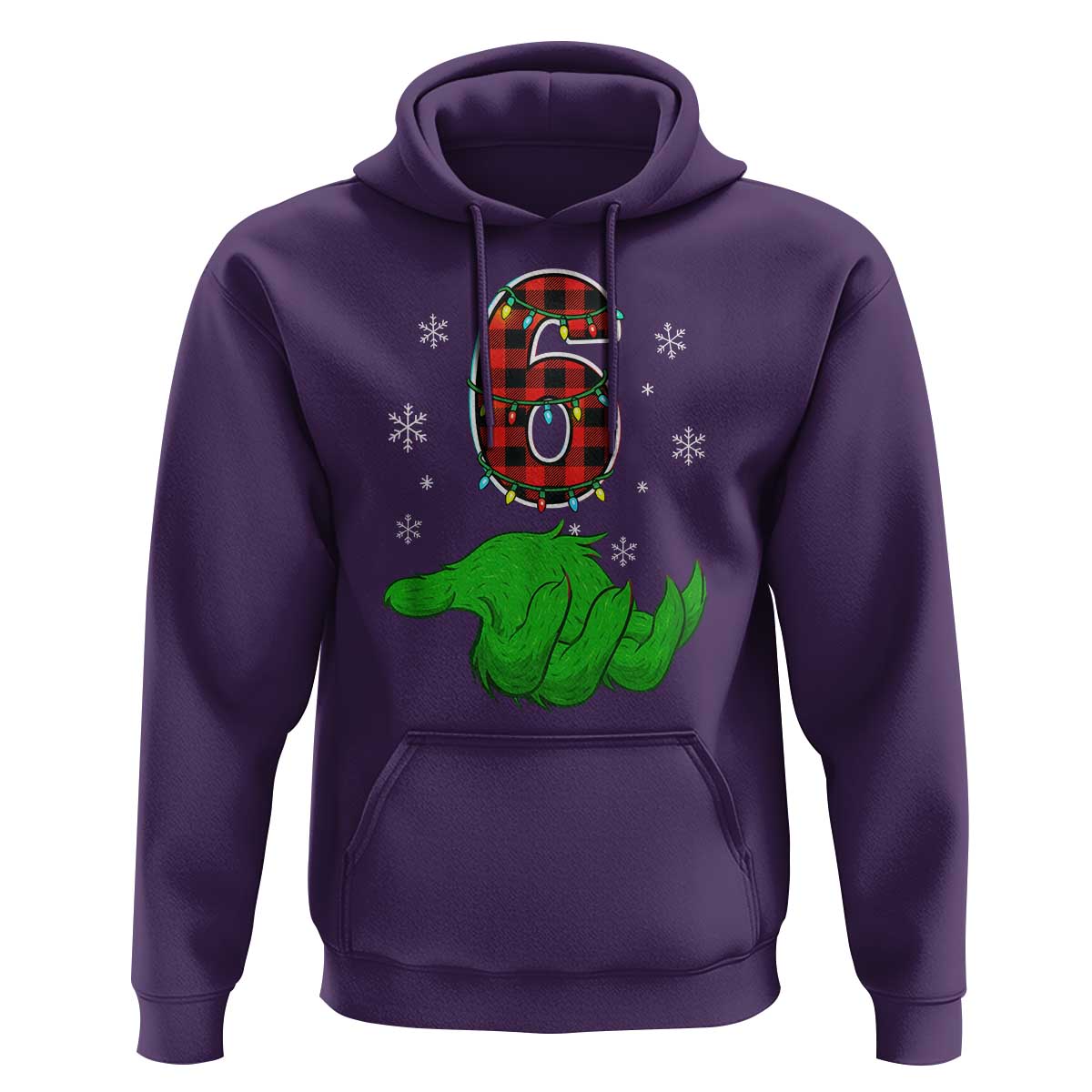 Number 6 Matching 67 Christmas Hoodie Red Plaid Xmas Pajamas Holiday Gen Alpha Slang Meme - Wonder Print Shop