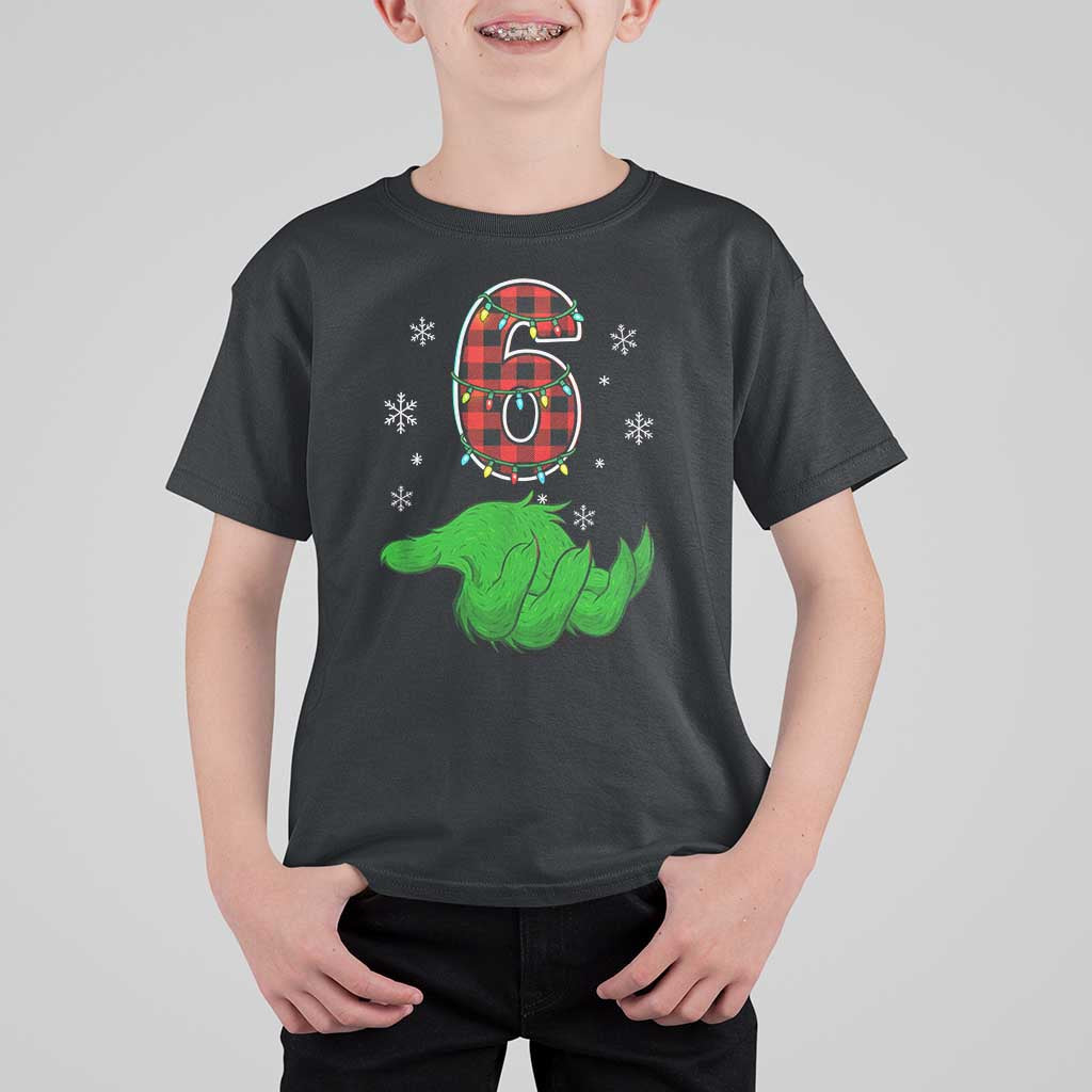 Number 6 Matching 67 Christmas T Shirt For Kid Red Plaid Xmas Pajamas Holiday Gen Alpha Slang Meme - Wonder Print Shop