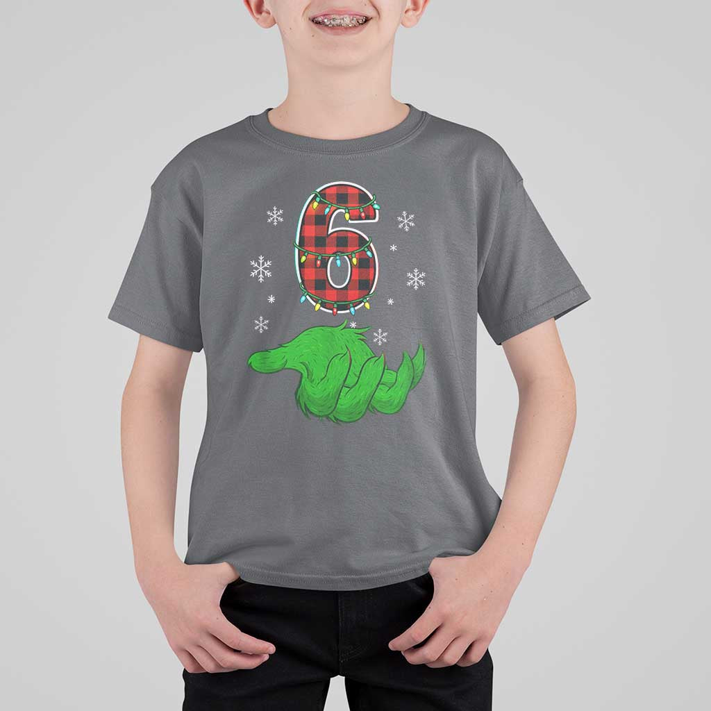 Number 6 Matching 67 Christmas T Shirt For Kid Red Plaid Xmas Pajamas Holiday Gen Alpha Slang Meme - Wonder Print Shop