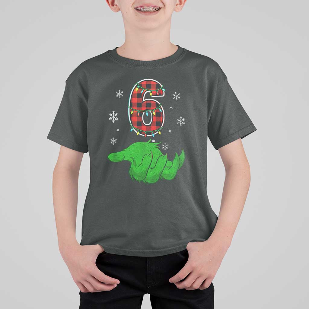 Number 6 Matching 67 Christmas T Shirt For Kid Red Plaid Xmas Pajamas Holiday Gen Alpha Slang Meme - Wonder Print Shop
