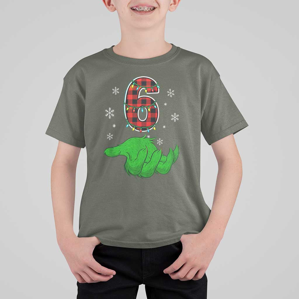 Number 6 Matching 67 Christmas T Shirt For Kid Red Plaid Xmas Pajamas Holiday Gen Alpha Slang Meme - Wonder Print Shop