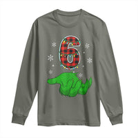 Number 6 Matching 67 Christmas Long Sleeve Shirt Red Plaid Xmas Pajamas Holiday Gen Alpha Slang Meme - Wonder Print Shop