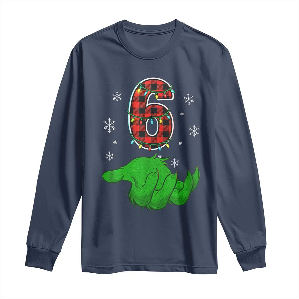 Number 6 Matching 67 Christmas Long Sleeve Shirt Red Plaid Xmas Pajamas Holiday Gen Alpha Slang Meme - Wonder Print Shop