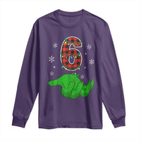 Number 6 Matching 67 Christmas Long Sleeve Shirt Red Plaid Xmas Pajamas Holiday Gen Alpha Slang Meme - Wonder Print Shop