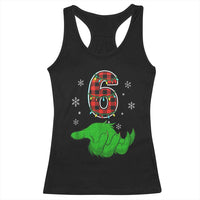 Number 6 Matching 67 Christmas Racerback Tank Top Red Plaid Xmas Pajamas Holiday Gen Alpha Slang Meme - Wonder Print Shop