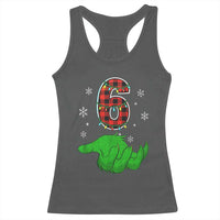 Number 6 Matching 67 Christmas Racerback Tank Top Red Plaid Xmas Pajamas Holiday Gen Alpha Slang Meme - Wonder Print Shop