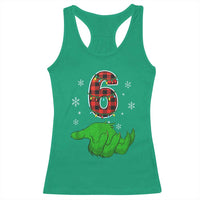 Number 6 Matching 67 Christmas Racerback Tank Top Red Plaid Xmas Pajamas Holiday Gen Alpha Slang Meme - Wonder Print Shop